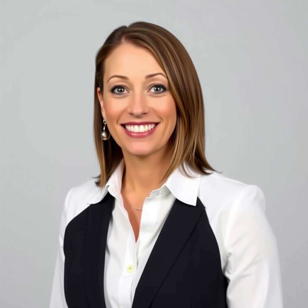 Professional headshot of Sarah Mitchell, Senior Financial Advisor at Chase Tech, wearing professional business attire with a warm and approachable smile, photographed against a neutral background with soft lighting